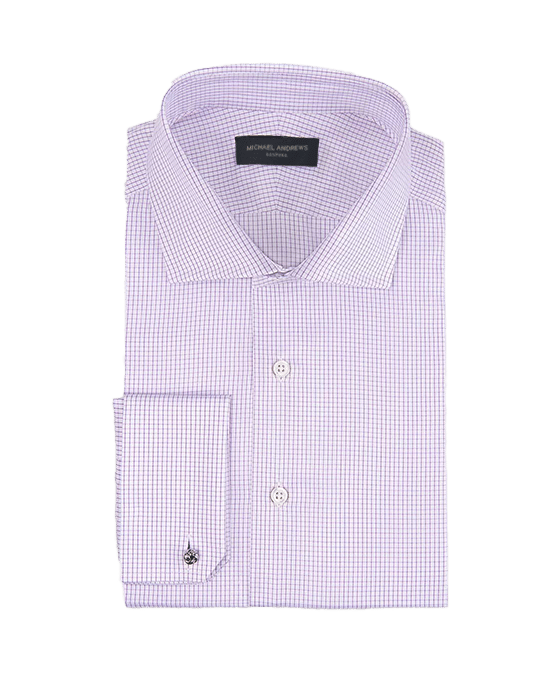 (product) Lavender Textured Micro-Check, Spread-Collar Shirt - custom suits nyc bespoke tailor midtown, noho