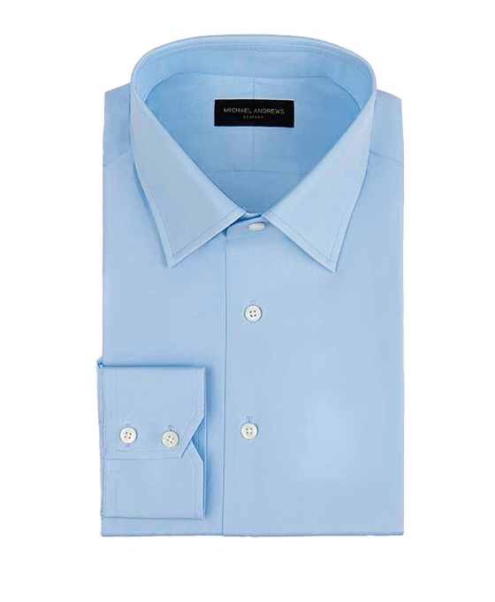 (product) Light Blue Poplin, Classic-Collar Shirt - custom suits nyc bespoke tailor midtown, noho