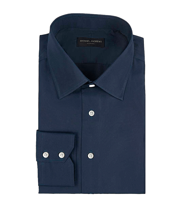 (product) Navy Twill Classic Collar Shirt - custom suits nyc bespoke tailor midtown, noho
