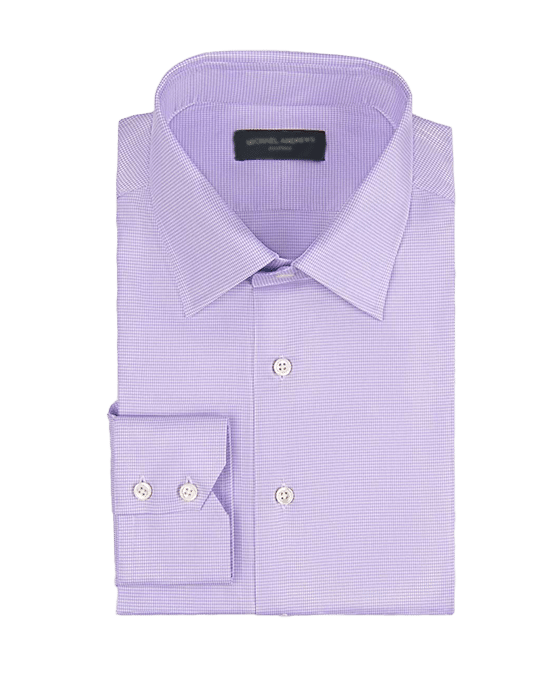 (product) Lavender Micro-Houndstooth, Traditional-Collar Shirt - custom suits nyc bespoke tailor midtown, noho