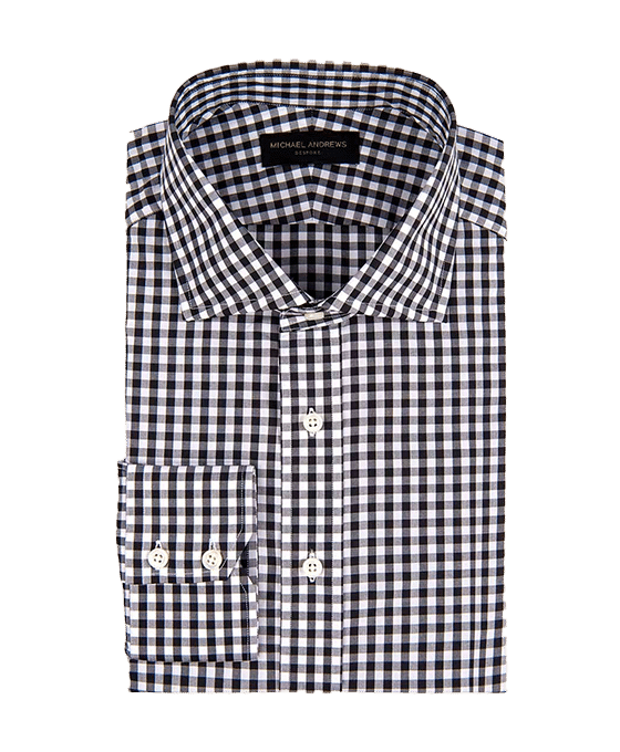 (product) Black Gingham, Spread-Collar Shirt - custom suits nyc bespoke tailor midtown, noho