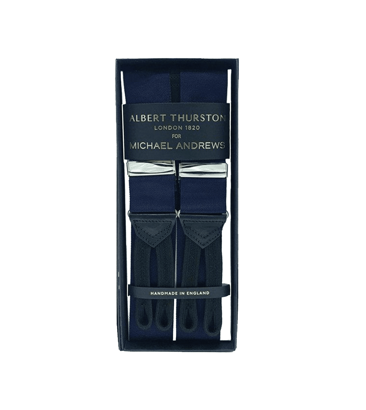 Albert Thurston Midnight Solid Suspenders with Silver Hardware - custom suits nyc bespoke tailor midtown, noho