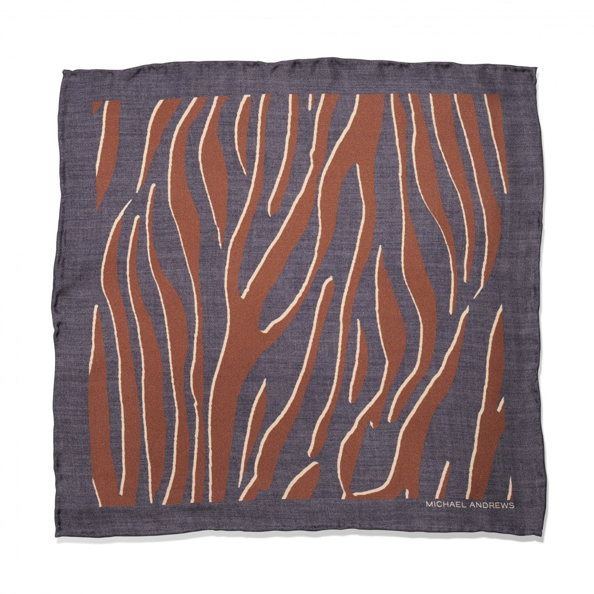 (product) Black, Brown & Ivory Tiger Print Pocket Square - custom suits nyc bespoke tailor midtown, noho