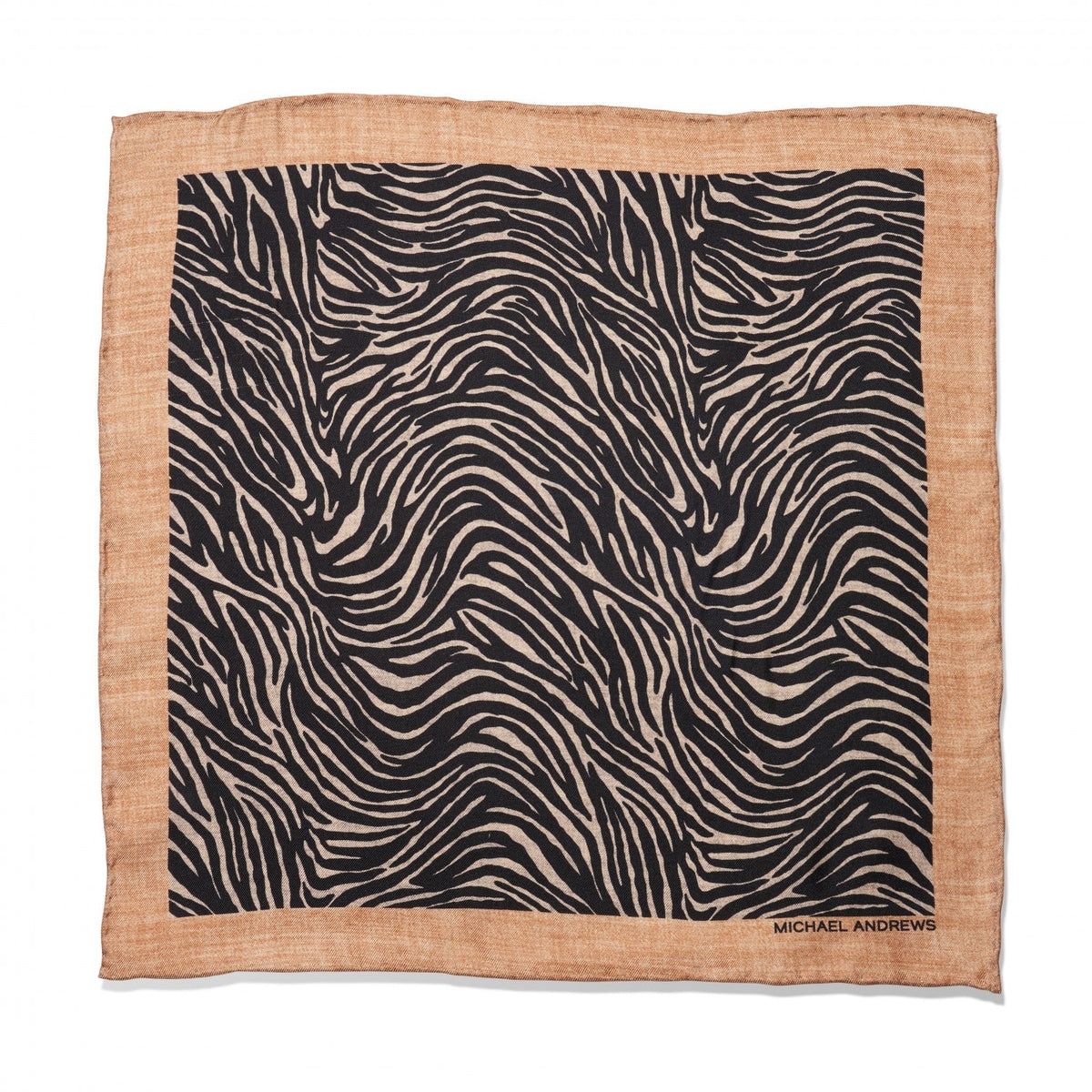 (product) Black & Ivory Zebra Print Pocket Square - custom suits nyc bespoke tailor midtown, noho