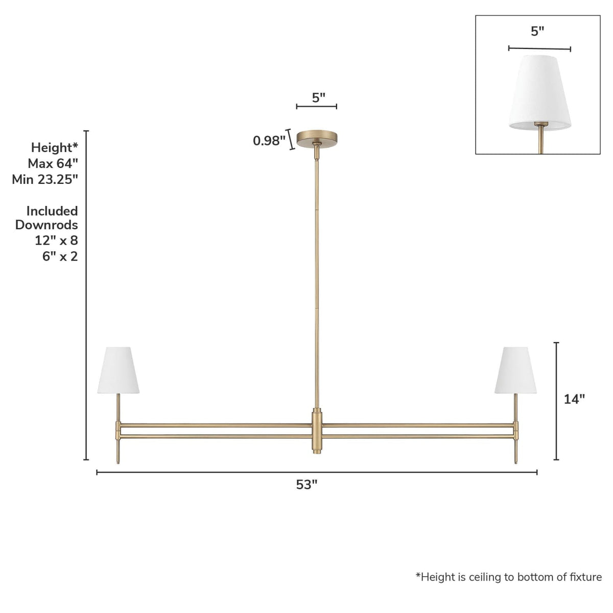 Camelia Stem Jasmine Roth 2 Light Linear Chandelier