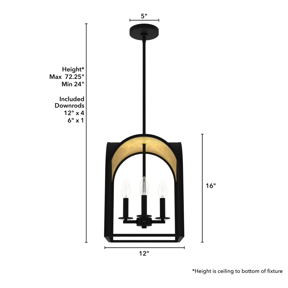 Dukestown 4 Light Lantern Pendant 12 inch