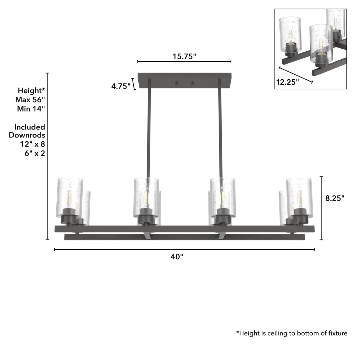 Hartland 8 Light Linear Chandelier