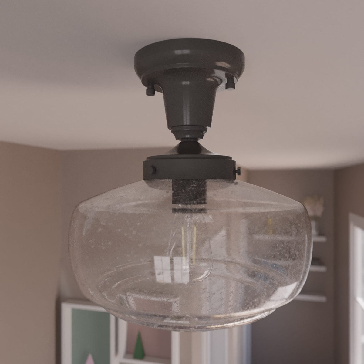 Saddle Creek Clear Seeded Glass 1 Light 10 Inch Pendant