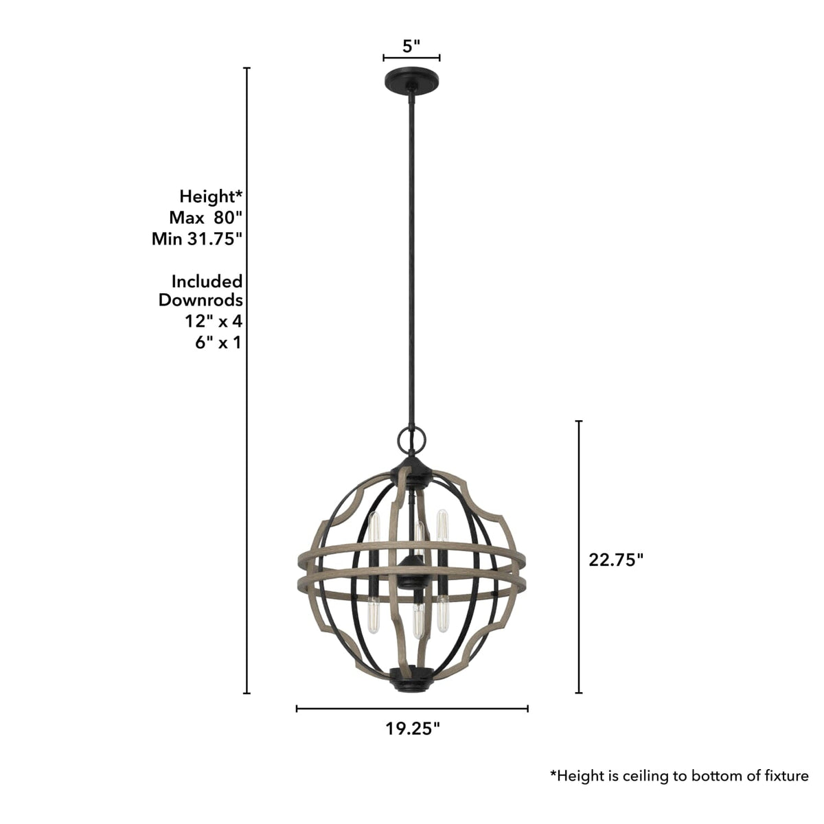 Stone Creek 6 Light Pendant 19 inch