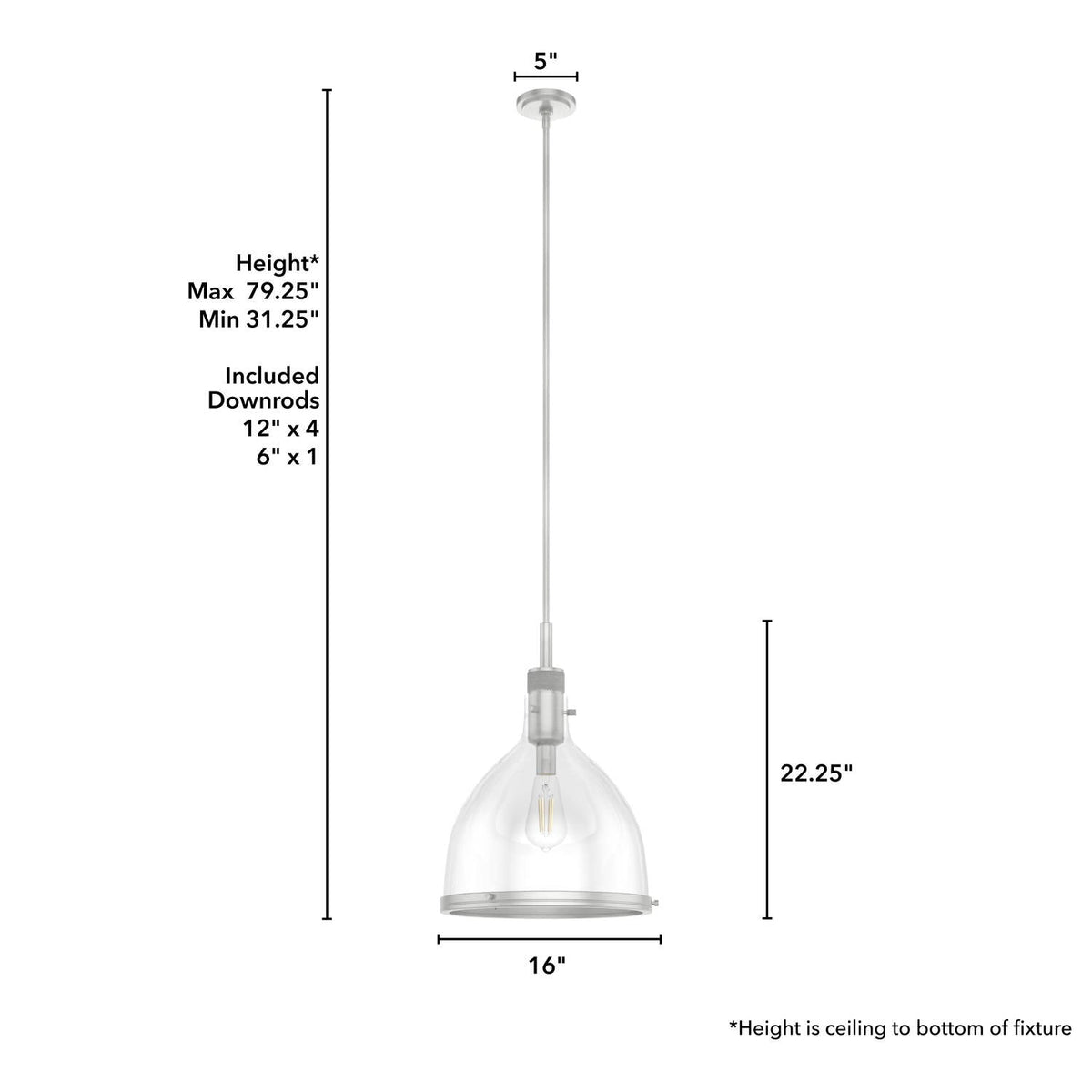 Van Nuys 1 Light Pendant 16 inch