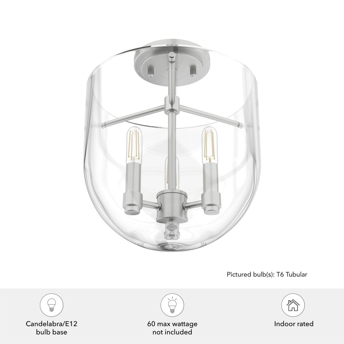 Sacha 3 Light Semi-Flush Mount