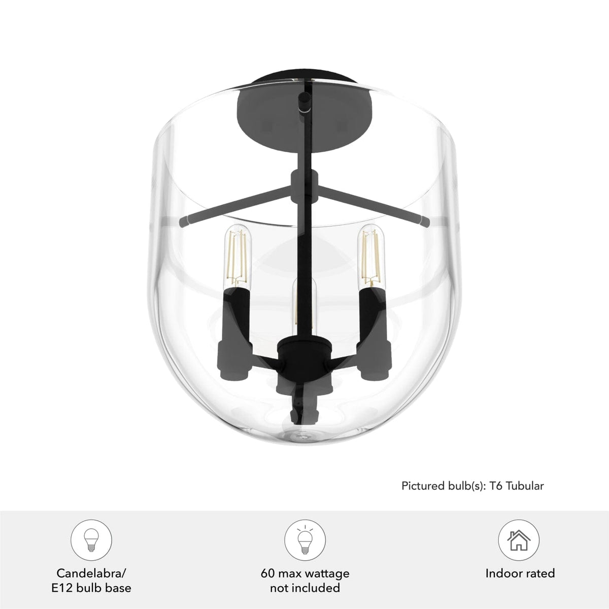 Sacha 3 Light Semi-Flush Mount