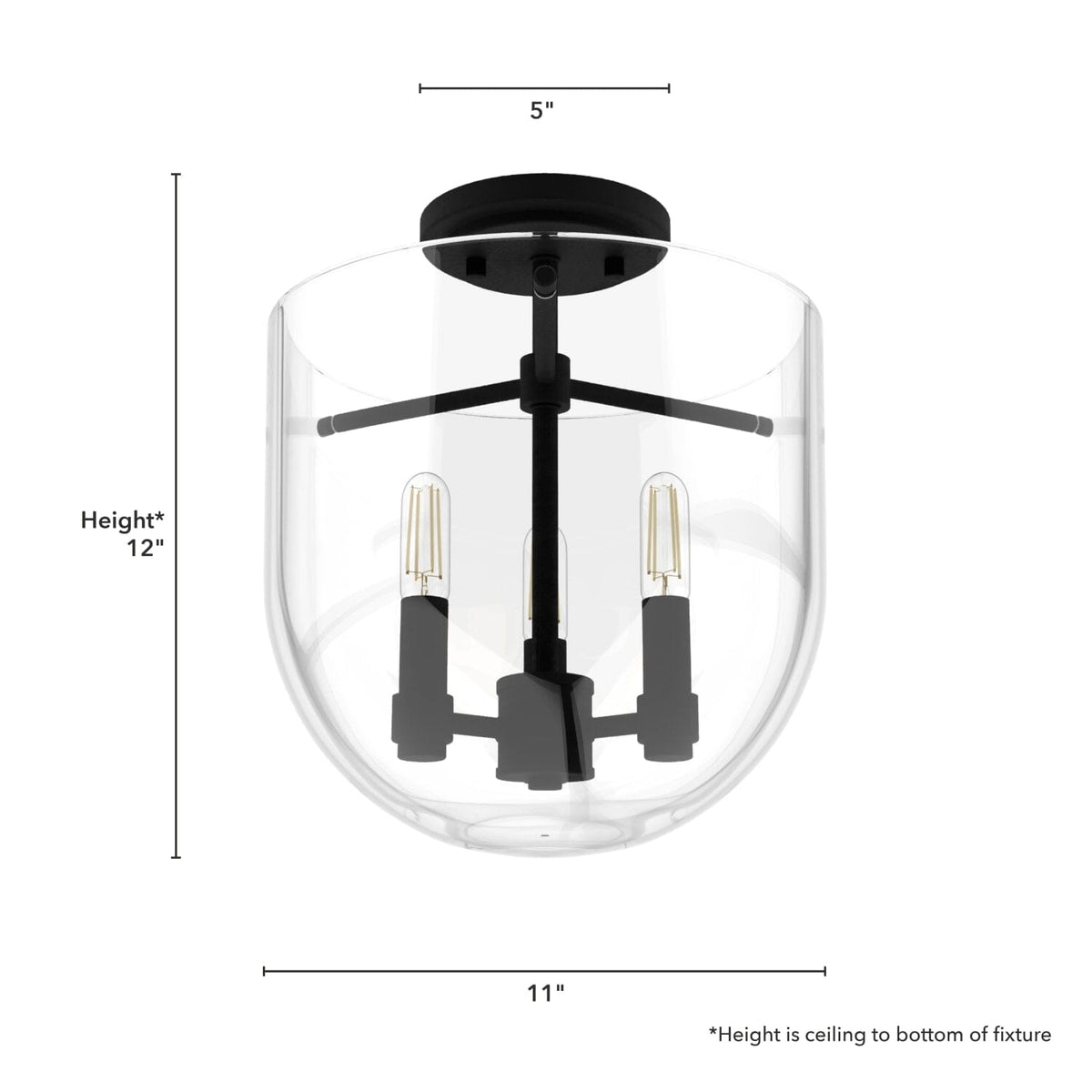 Sacha 3 Light Semi-Flush Mount