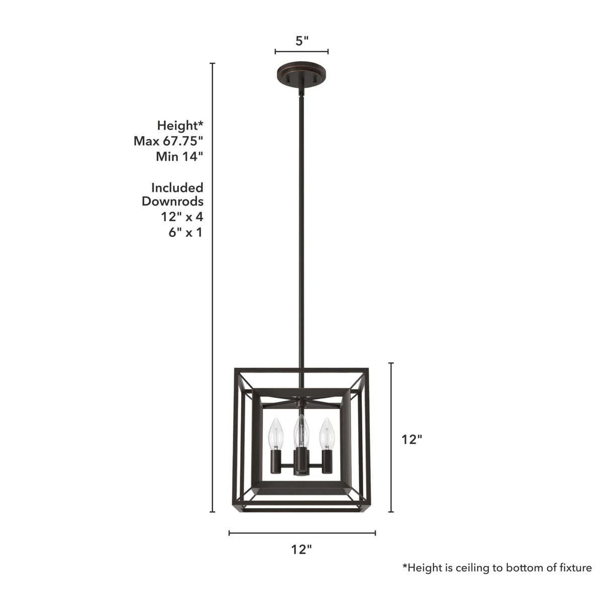 Doherty Convertible 4 Light Pendant 12 inch