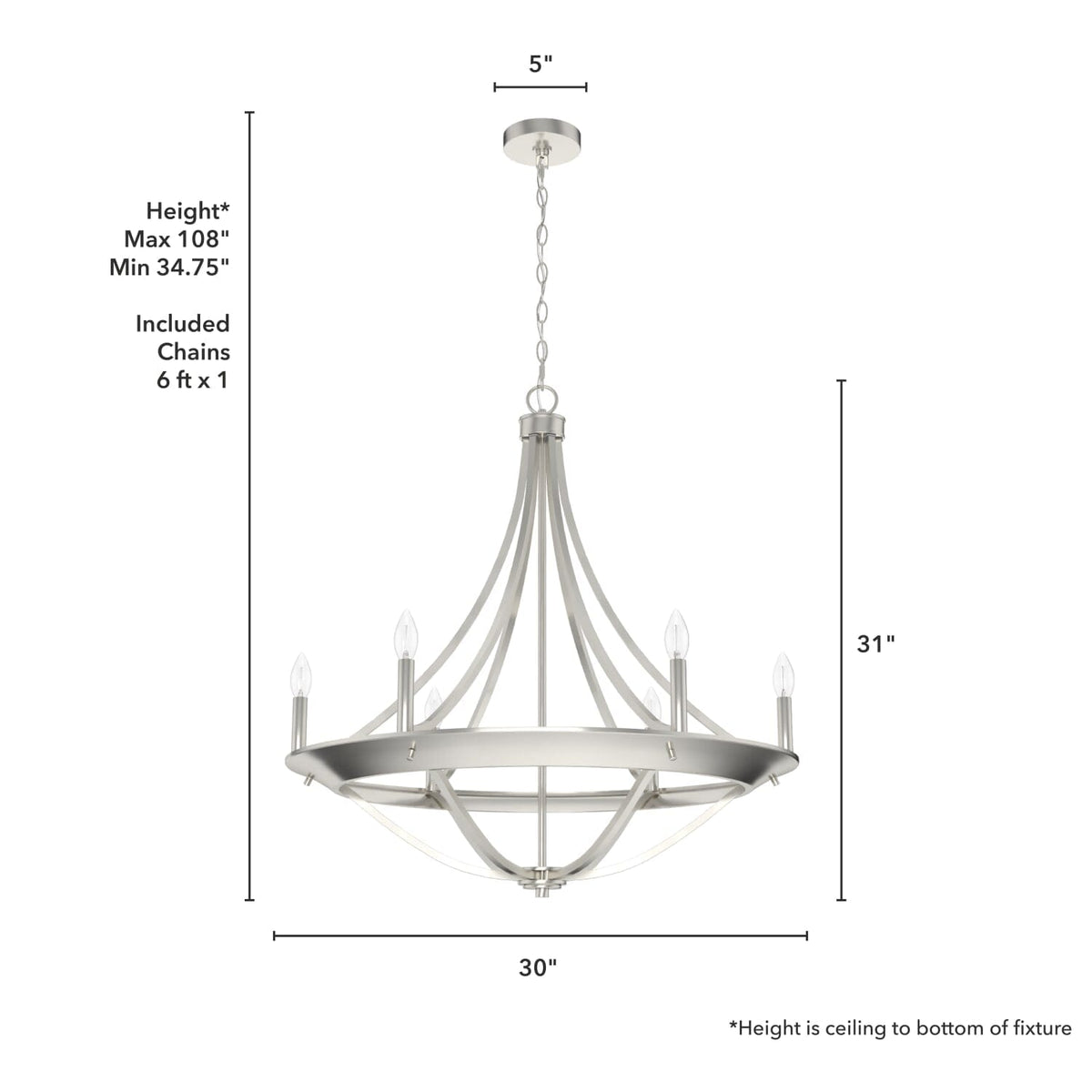 Perch Point 6 Light Chandelier