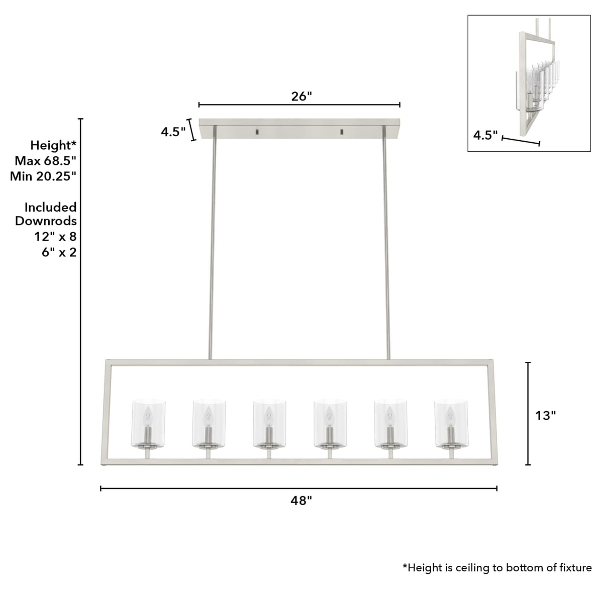 Kerrison 6 Light Linear Chandelier