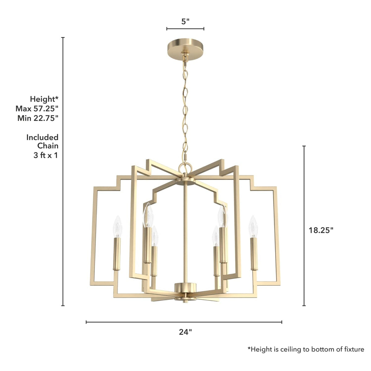 Zoanne 6 Light Chandelier 24 Inch