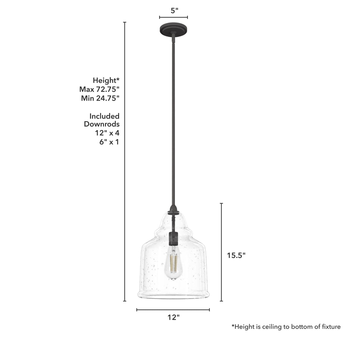 Dunshire Bell Clear Seeded Glass 1 Light 12 Inch Medium Pendant