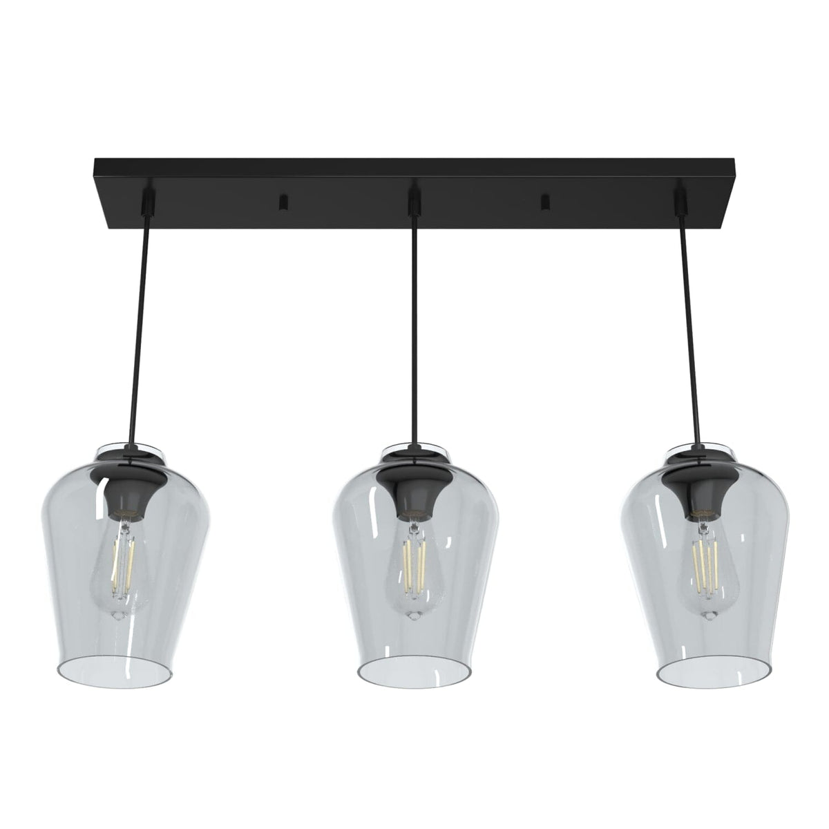 Vidria Smoked Glass 3 Light Linear Pendant Cluster