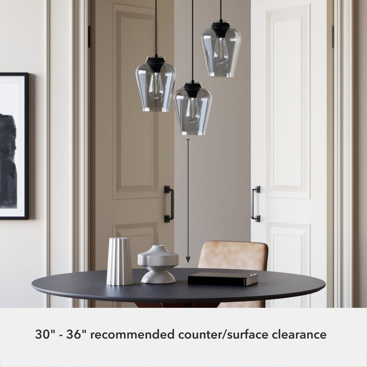 Vidria Smoked Glass 3 Light Round Pendant Cluster