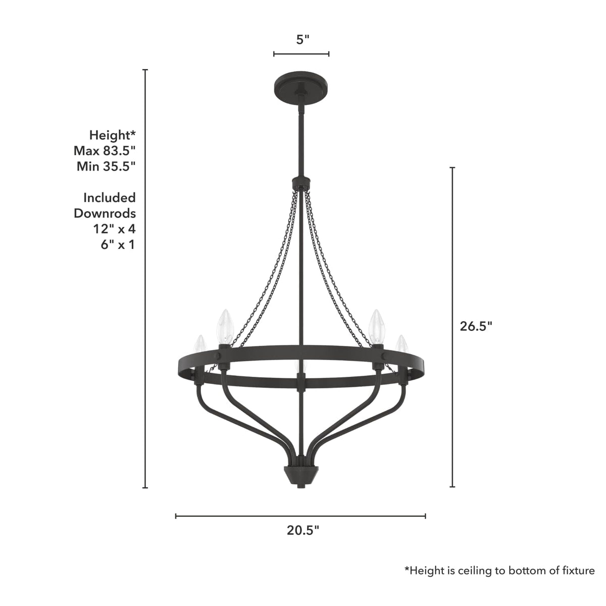 Merlin 5 Light Chandelier