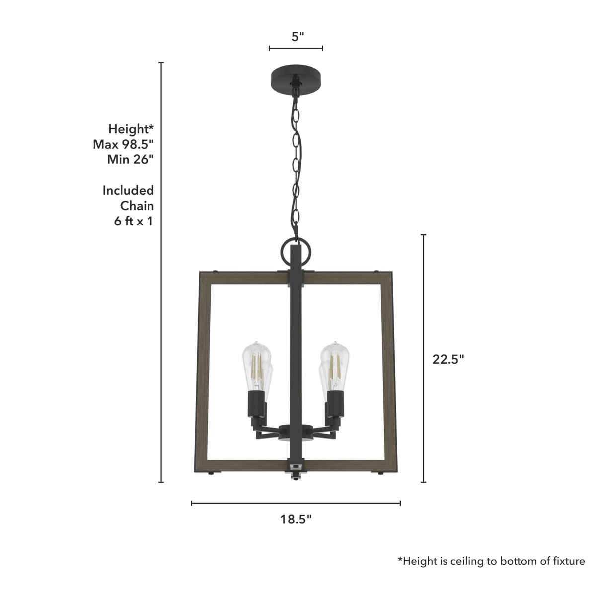 Woodburn 4 Light 18 Inch Foyer Pendant