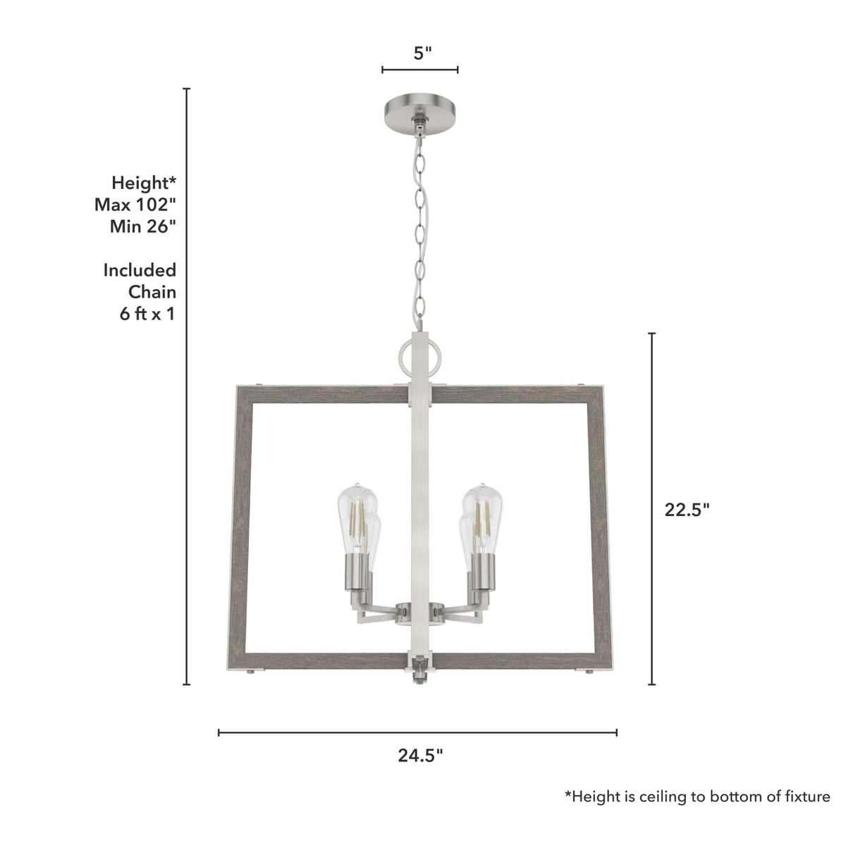 Woodburn 4 Light 24 Inch Foyer Pendant
