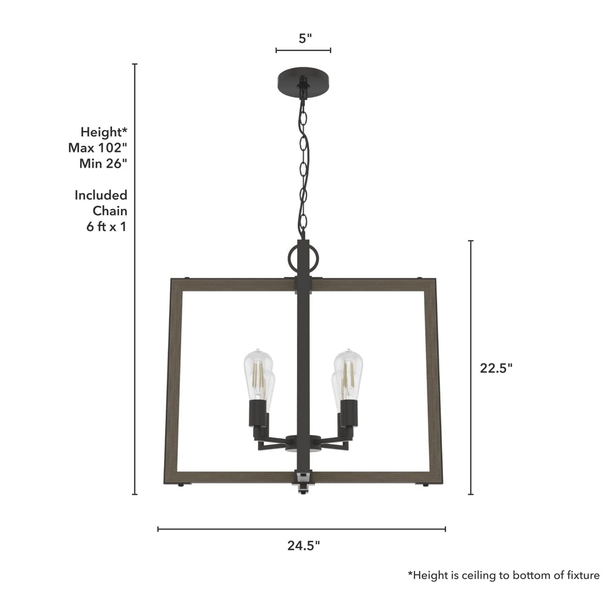 Woodburn 4 Light 24 Inch Foyer Pendant