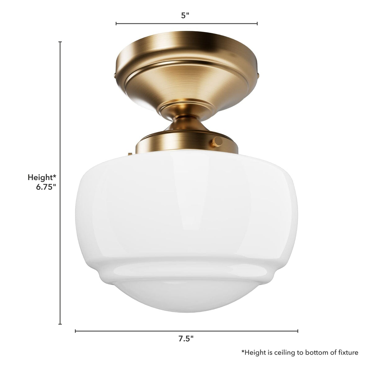 Saddle Creek Shiny Cased White Glass 1 Light Mini Semi Flush