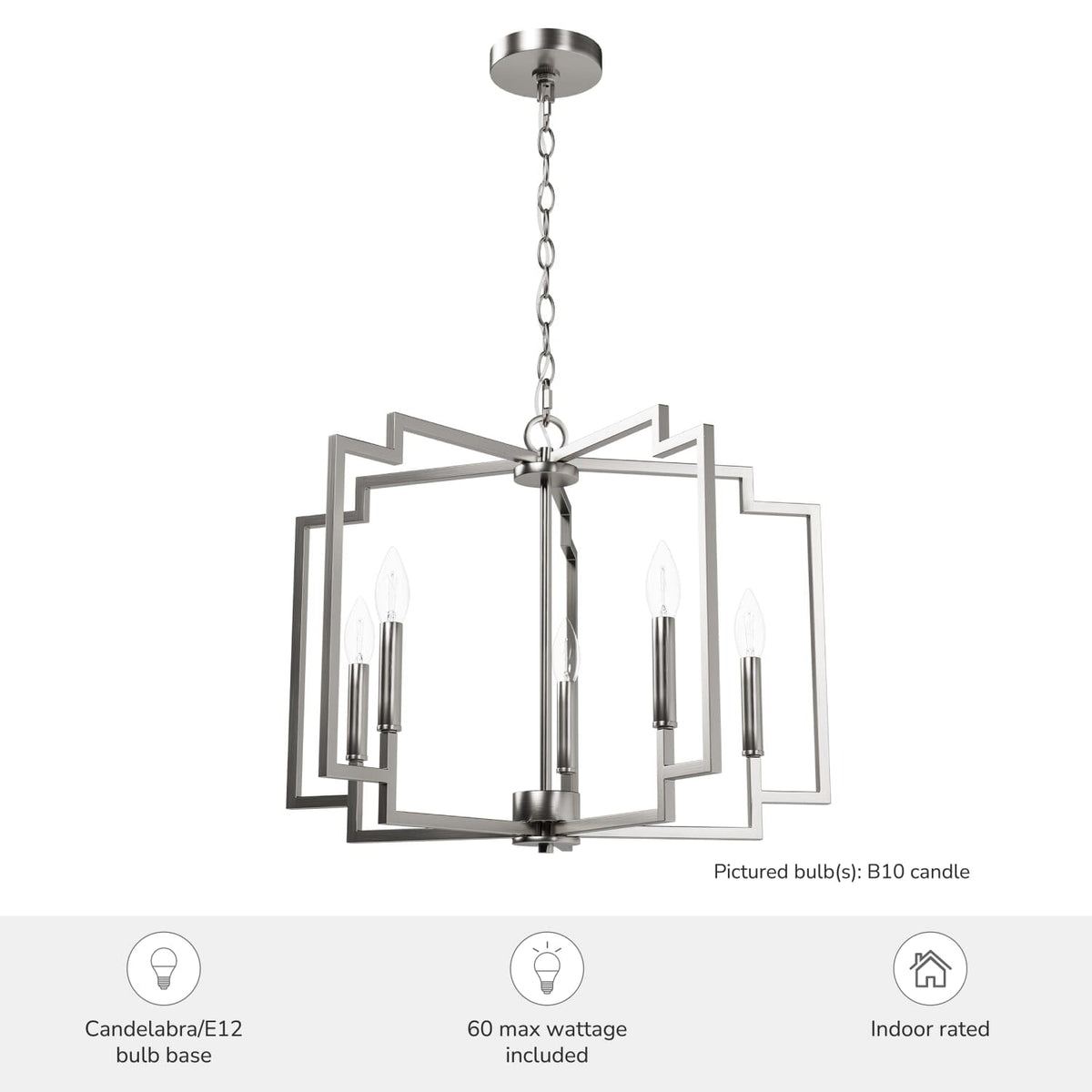 5 Light Medium 24 Inch Chandelier