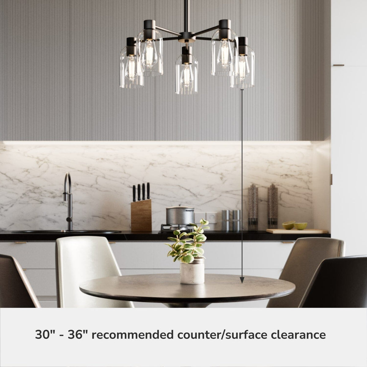 5 Light Medium 26 Inch Chandelier