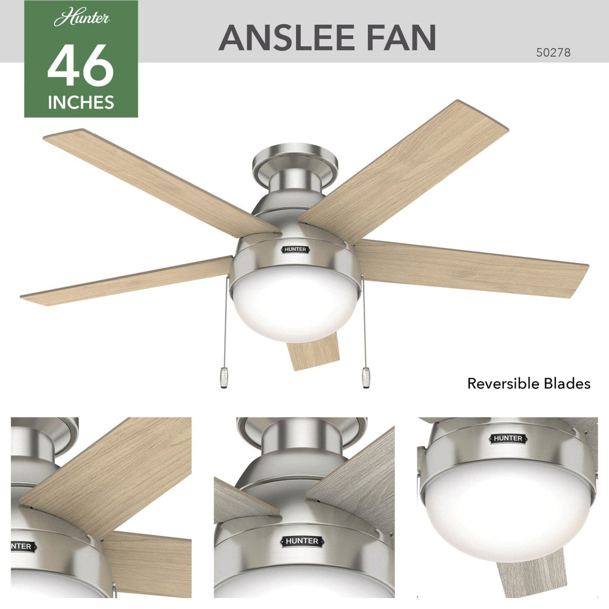 Anslee Low Profile with LED Light 46 inch