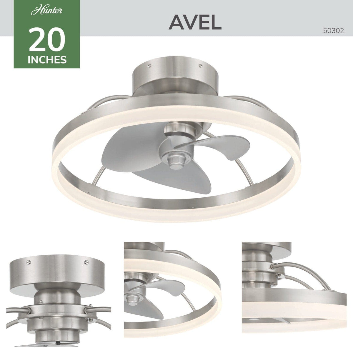 Avel Indoor SureSpeed Low Profile Fandelier 20 inch with Light and Remote