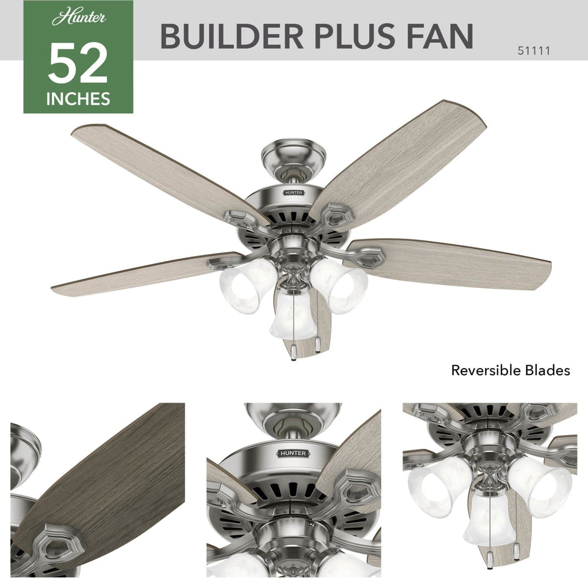 Builder Plus with 3 Lights 52 inch