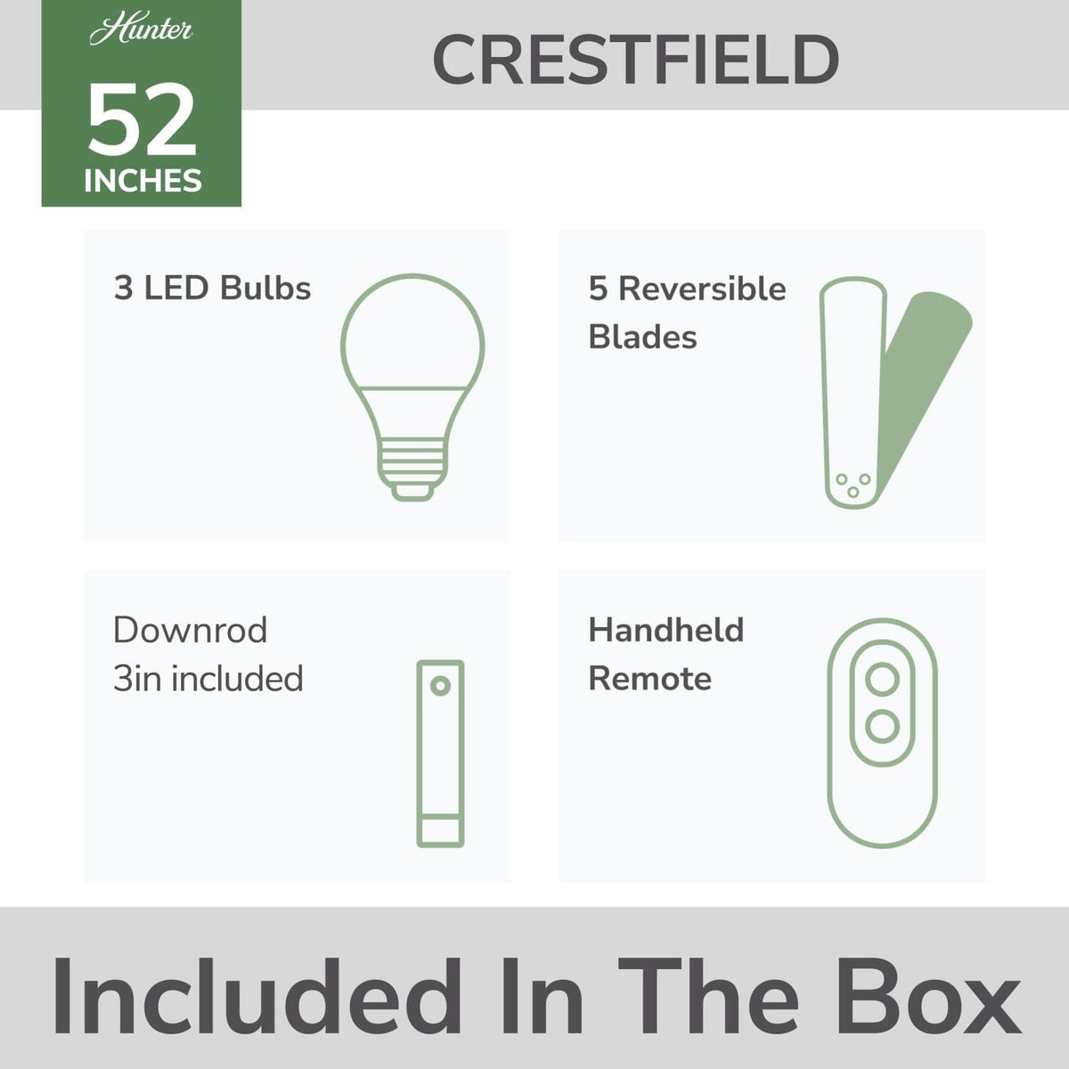 Crestfield with 3 LED Lights 52 inch with remote