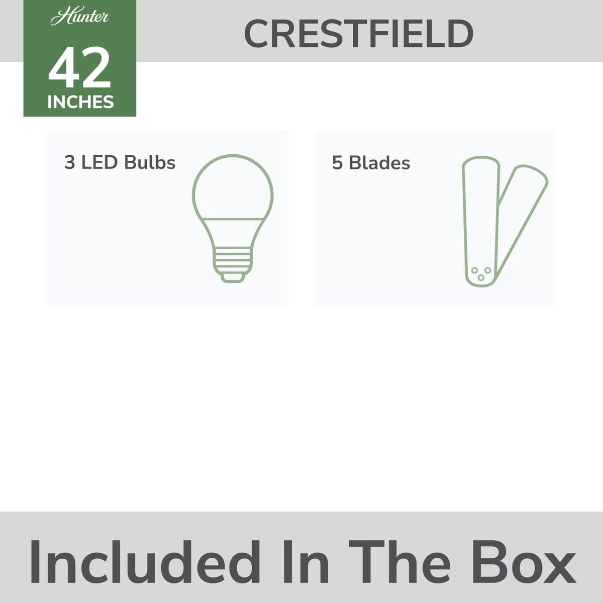 Crestfield Low Profile with 3 Lights 42 inch