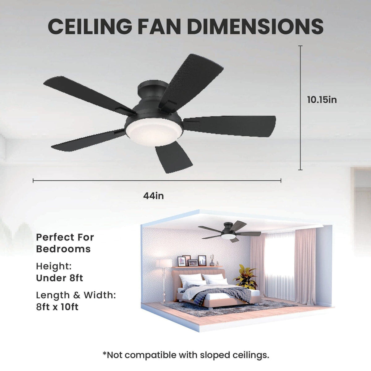 Eleve Comfort 5 Blade Indoor Low Profile 44 inch M1