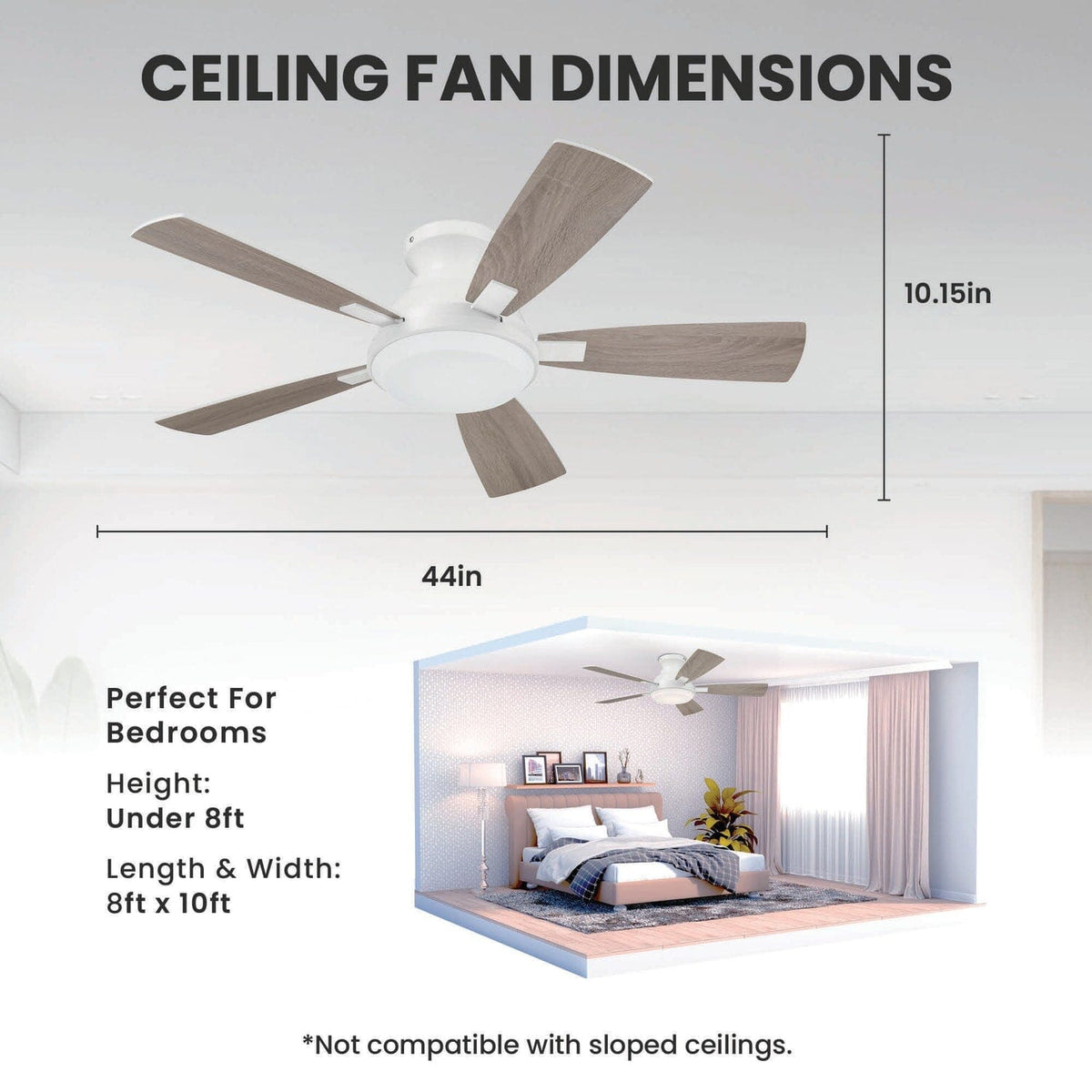 Eleve Comfort 5 Blade Indoor Low Profile 44 inch M1