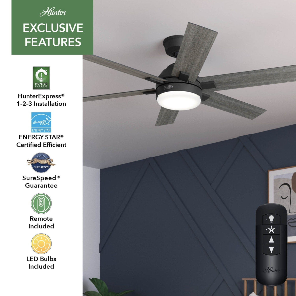 Georgetown Indoor HunterExpress with LED Light 52 inch with remote