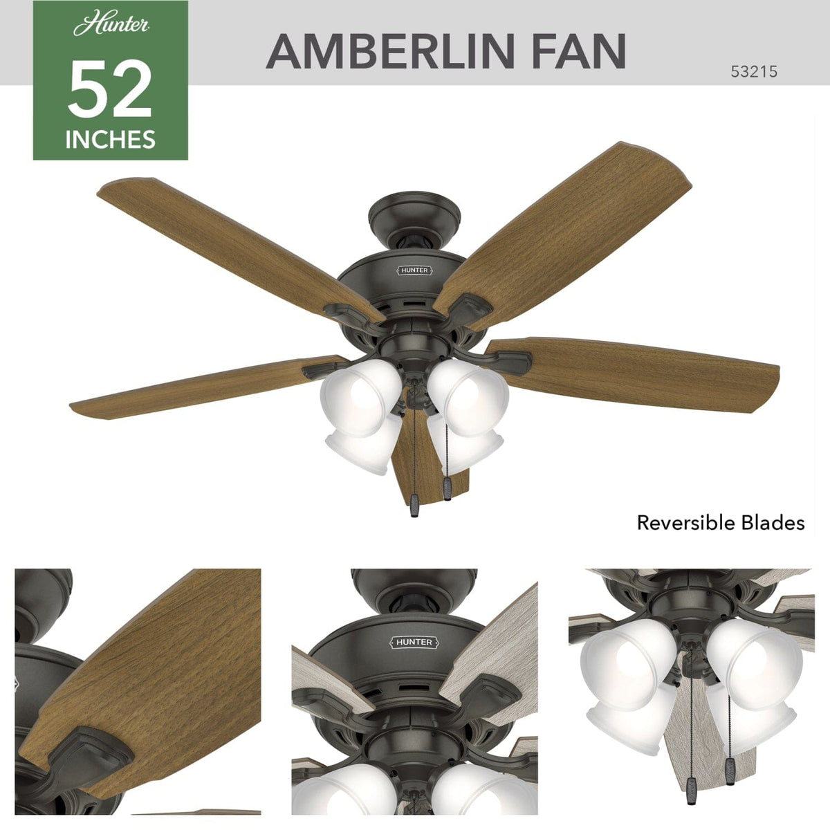 Amberlin with 4 LED Lights 52 inch