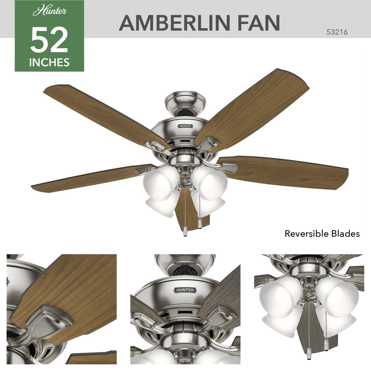 Amberlin with 4 LED Lights 52 inch