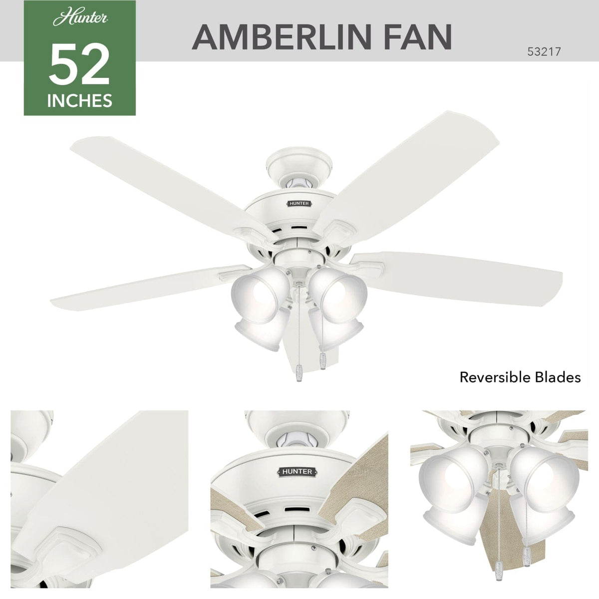 Amberlin with 4 LED Lights 52 inch