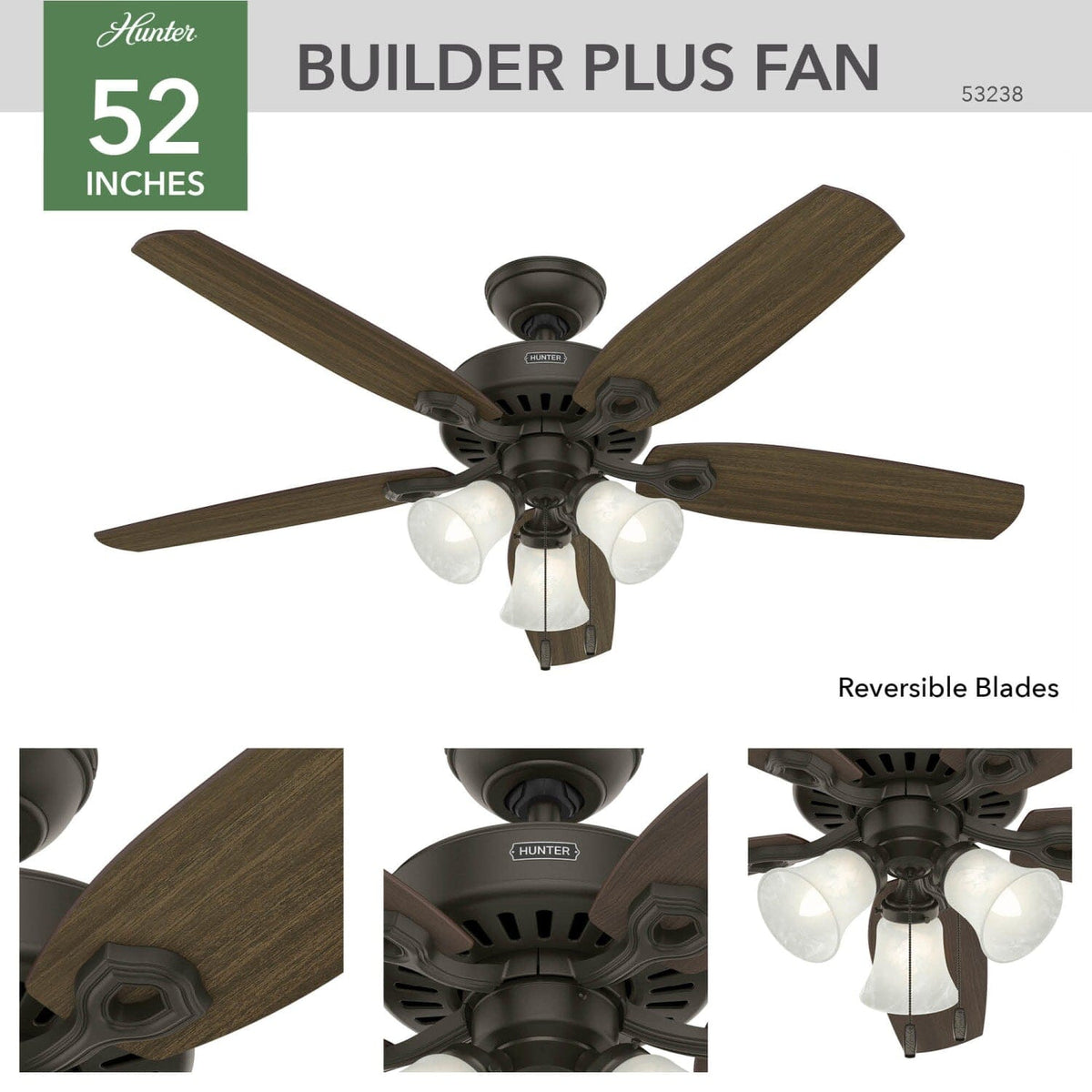 Builder Plus with 3 Lights 52 inch