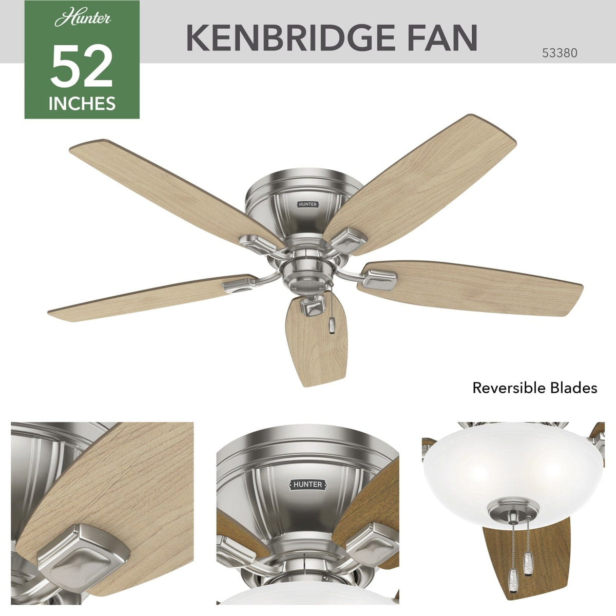 Kenbridge Low Profile with LED Light 52 inch