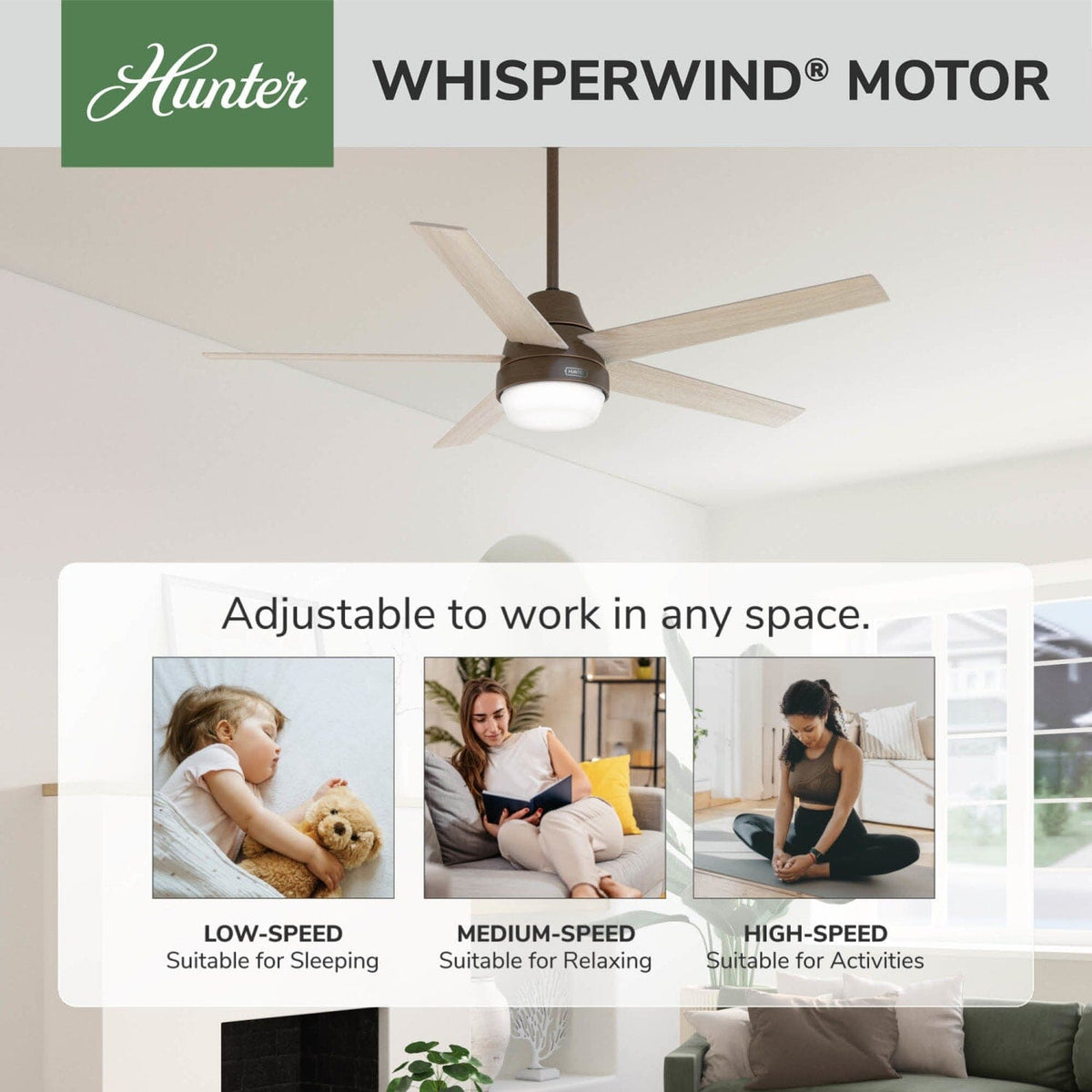 Aerodyne Indoor Smart Fan Energy Star with LED and Reversible Blades and Remote 60 inch