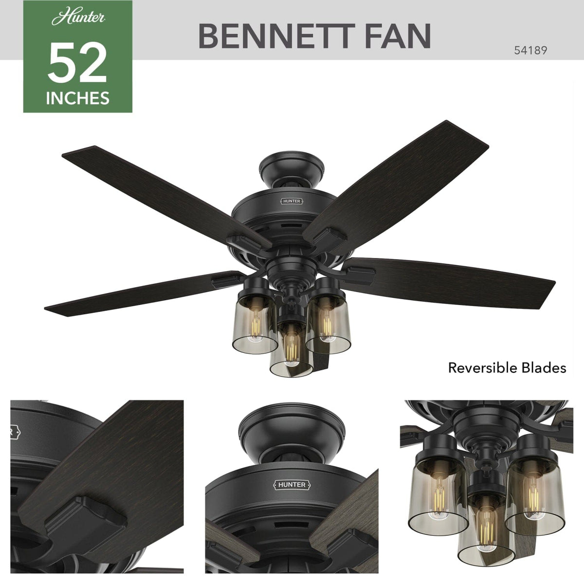 Bennett with 3 Lights 52 inch