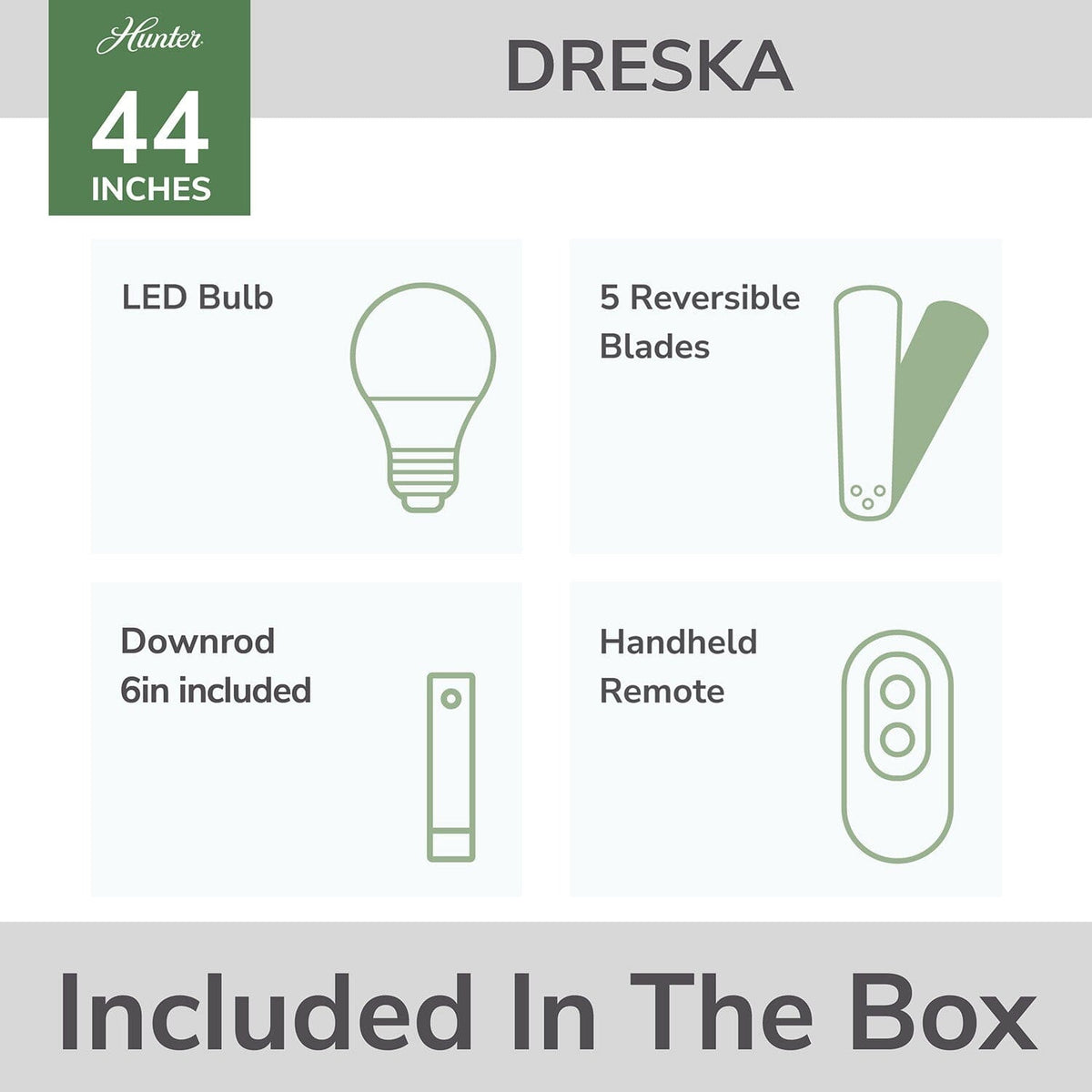 Dreska Indoor Low Profile 44 inch with LED Light and Remote