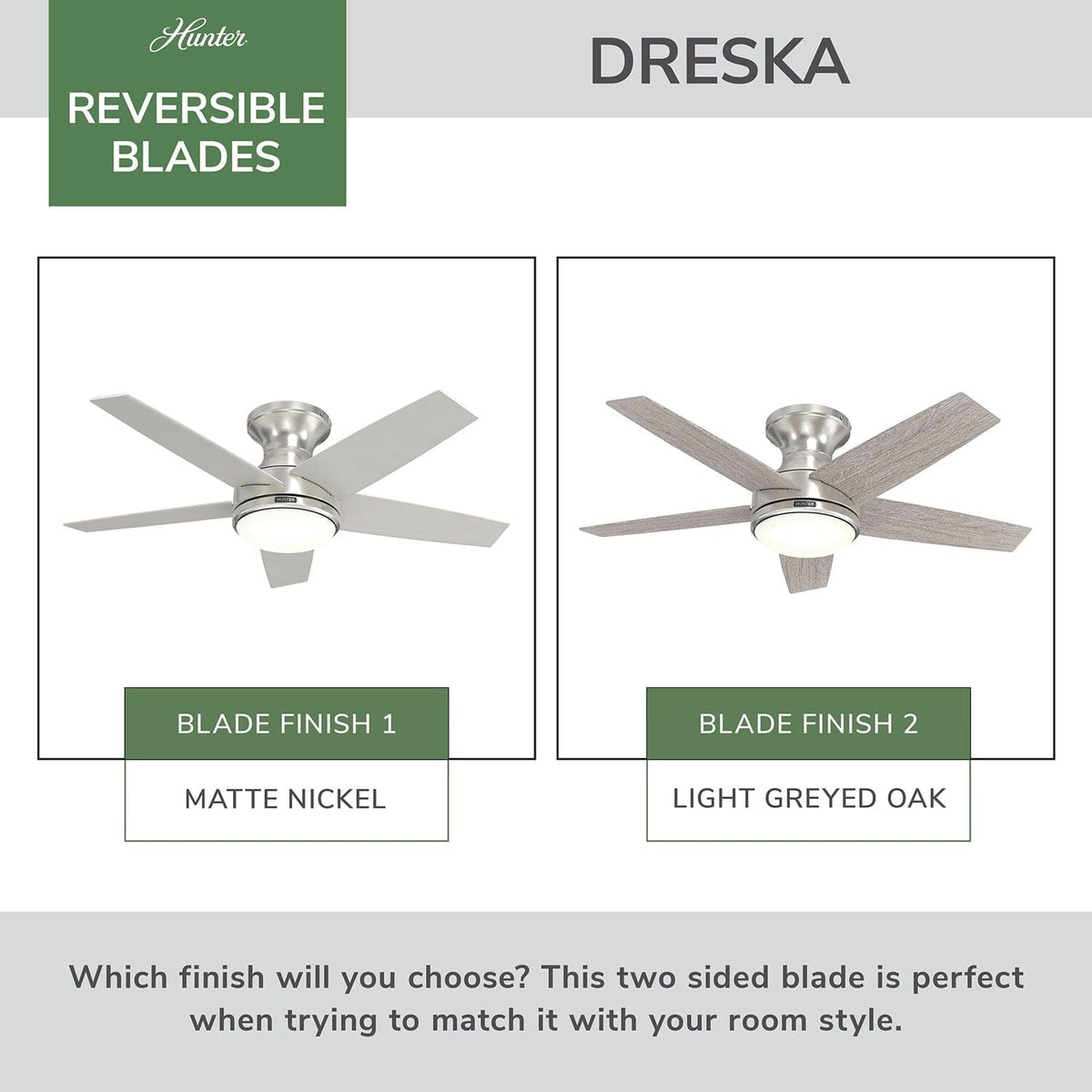 Dreska Indoor Low Profile 44 inch with LED Light and Remote