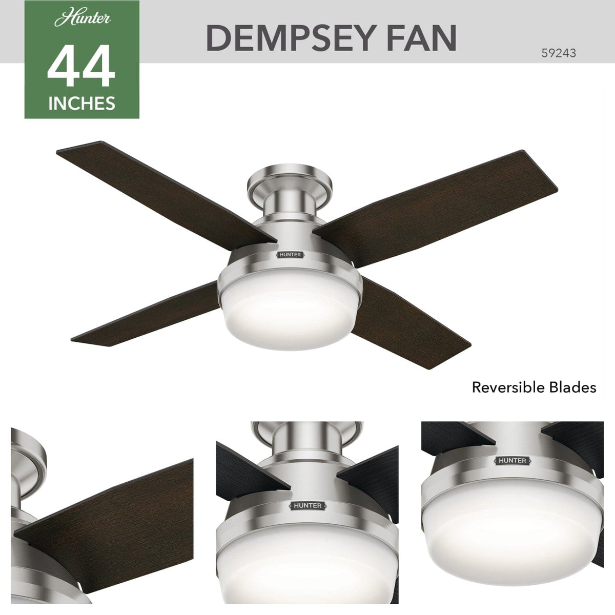 Dempsey Low Profile with Light 44 inch