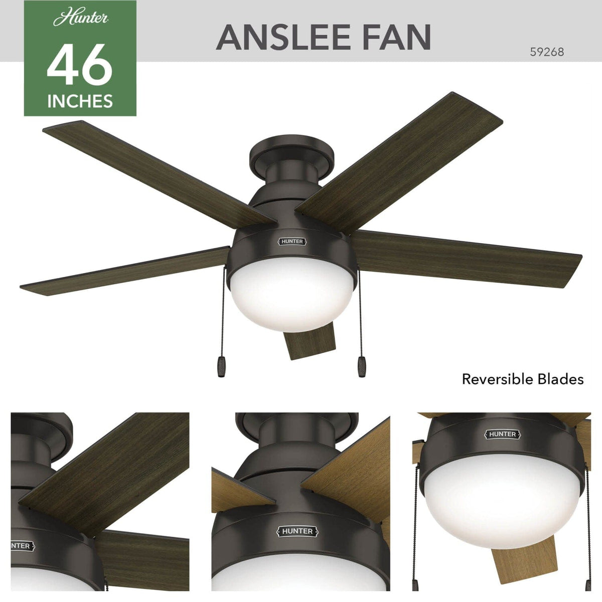 Anslee Low Profile with LED Light 46 inch